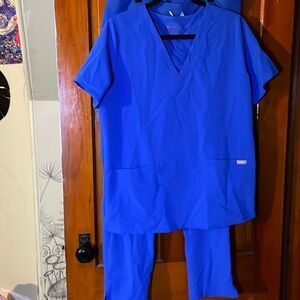 large blue figs scrub set